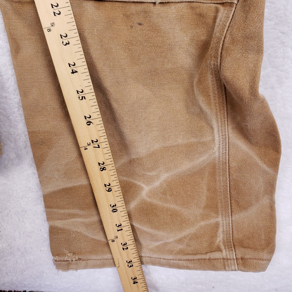 Carhartt R01 BRN Double Knee Unlined Duck Bib Overalls Mens 38x34 Carpenter - Picture 6 of 13